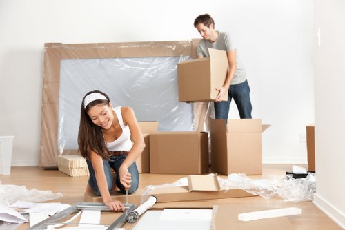 Boxes and packing materials ready for a home move in Catford